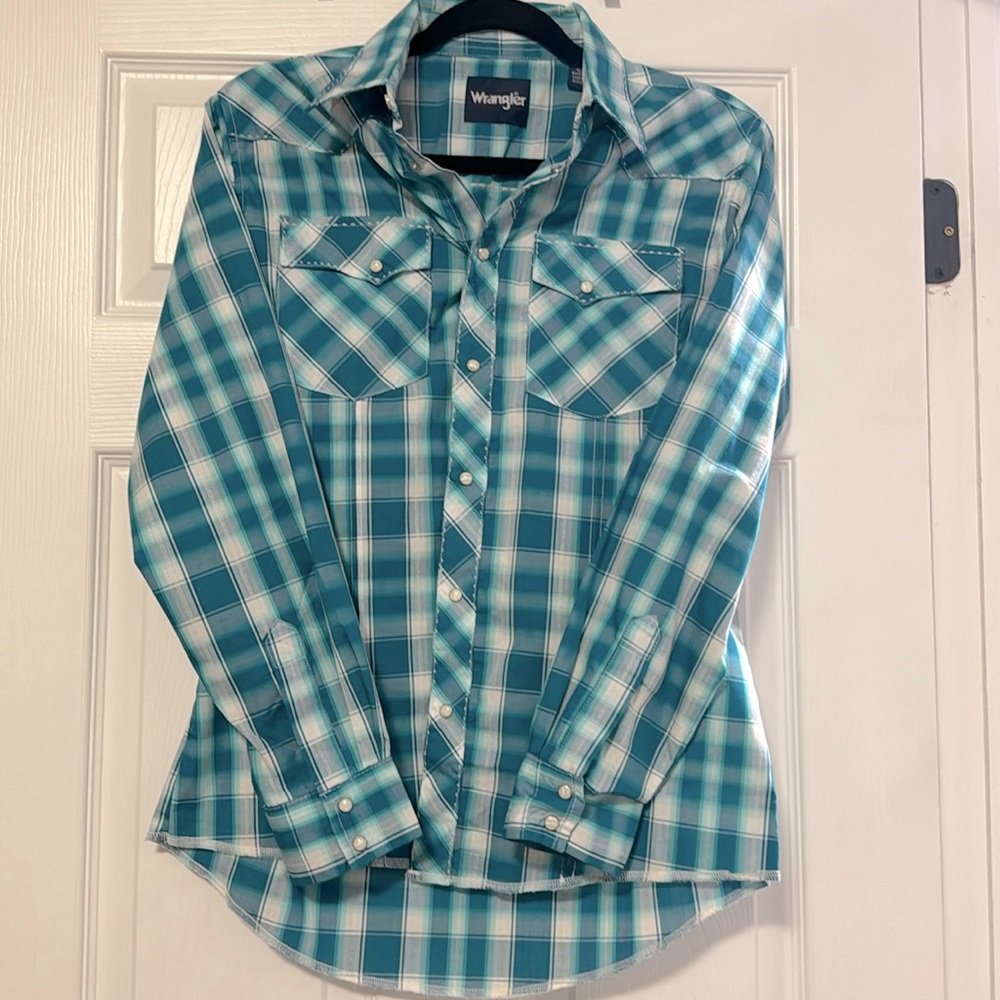 Like New Wrangler Western Pearl Snap Button Down Shirt BOYS/KIDS XL